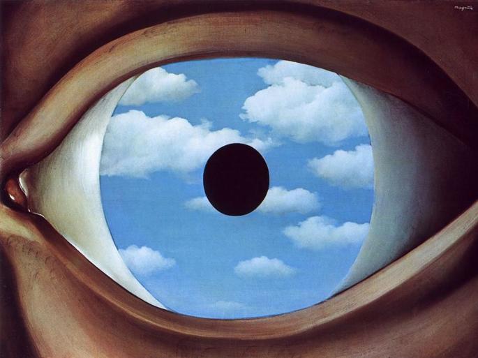 O Falso Espelho (1928) - RenÃ© Magritte. Leia mais: https://tcastro.com/exporvisoes/2019/05/24/o-falso-espelho/